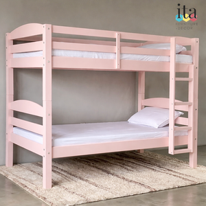 Cama Litera Rosa Minimalista Personalizable, Muebles de Madera para Dormitorio Infantil - Product Image 1