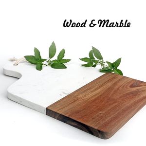 Planche à découper élégante en marbre et bois naturel, artisanale, pour servir et hacher - Product Image 4