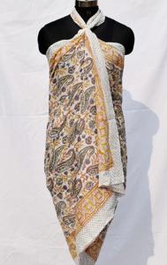 Sarong en coton à imprimé floral bio, fait main, imprimé au bloc indien, paréo de plage pour femme, magnifique écharpe d'été - Product Image 3