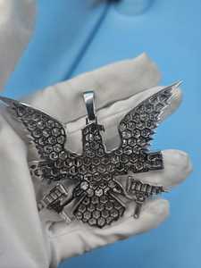 Colgante de águila de plata de ley 925 con moissanita, estilo hip hop, unisex, con texto 'Diplomats' y diseño de pistolas - Product Image 6