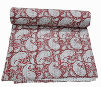 Nouvelle belle couette Kantha imprimée à la main, en coton indien Paisaliy, fabriquée à la main, qualité 200TC, réversible, toutes tailles