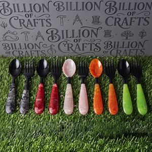 Cucharas de Resina Epoxi Negra Hechas a Mano de Primera Calidad, Juego de Cubiertos con Mango de Resina Colorido, Utensilios de Cocina Decorativos Ecológicos - Product Image 6