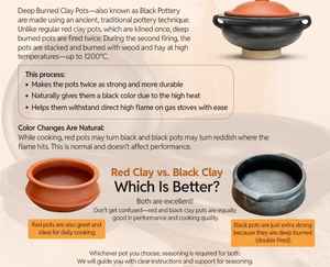 Traditional Natural Clay Heat Resistant Eco-Friendly Durable Cooking Pot Lid Handmade Earthen <b>Cookware</b> Healthy Cooking - Product Image 5