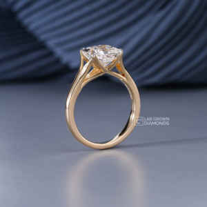 Bague solitaire en or jaune 14 carats avec diamant de laboratoire taille princesse pour femme, luxe, 3,04 carats, qualité VS EF, cadeau de bijoux, 3,04 g - Product Image 5