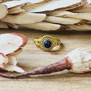 Market Favorite <b>Lapis</b> <b>Lazuli</b> Spiral Design <b>Ring</b> 18k Gold Plated Dainty Brass <b>Ring</b> Statement Vintage Handmade Wholesale <b>Ring</b> - Product Image 1