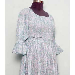 Women's Summer Maxi Dress 100% Cotton Floral Print Eco-Friendly Sweet Party Gown Casual Daily Wear Button Decoration Natural - Product Image 5