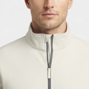 Chaqueta de Forro Polar Beige para Hombre, Cierre Completo, Cuello Alto, Casual, Resistente al Viento, Corte Regular, Color Sólido, Poliéster, Ropa de Otoño - Product Image 5