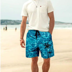 Pantalones cortos para hombre con estampado de dibujos animados, cintura elástica con cordón, para playa, verano, vacaciones, coloridos, ligeros, para nadar en la playa - Product Image 1