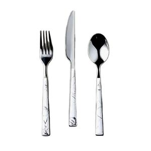 Ensemble de couverts en acier inoxydable avec finition miroir, cuillère, fourchette, couteau, passe au lave-vaisselle, léger, idéal pour les fêtes - Product Image 1