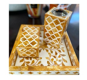 Ensemble brûleur d'encens en résine motif marocain avec plateau pour rituels de spa à domicile - Product Image 6