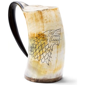 Buffalo DRINKING HORN MUG WITH HANDLE FOR <b>BEER</b> Coffee at Wholesale Price Viking Drinking Coffee Tankard Mugs - Product Image 3