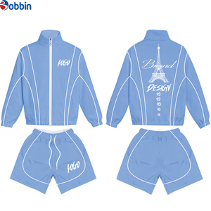 Conjunto Corto Deportivo de Verano para Hombre, Personalizado, Cómodo, Estilo Vintage, con Cierre, Bordado, Resistente al Viento, de Nailon Impermeable - Product Image 4