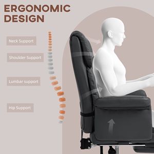 Sedia da Ufficio Direzionale Reclinabile in Pelle PU con Supporto Lombare Ergonomico e Base Girevole in Nylon - Product Image 4