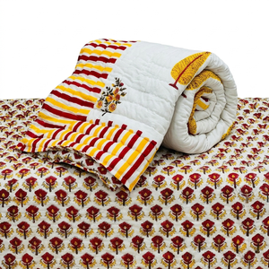 Colorful Cotton Block Printed Quilts artisan inspired <b>bedding</b> for bedrooms home styling gifting layering decor and bulk order - Product Image 1