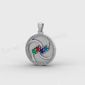 Designer 925 Silver 22mm Geometric Ocean Wave Blank Bezel Charm Pendant Zircon Birthstone Setting <b>Resin</b> Jewelry Findings - Product Image 3
