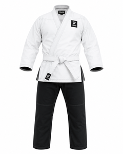 Kimono de judo F2WIN blanc et noir, pantalon unisexe pour adulte, coupe régulière, coton durable, léger, séchage rapide, vêtements d'arts martiaux respirants - Product Image 1