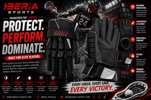 ถุงมือลาครอส Iberia Sports Custom Professional แบบมีแผ่นรองป้องกันสำหรับผู้เล่นผู้ใหญ่ สำหรับการฝึกซ้อมและการแข่งขัน - Product Image 6