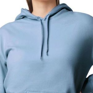 Light Blue Womens Pullover Hoodie <b>Long</b> Sleeve Fleece <b>Sweatshirt</b> Kangaroo Pocket Casual Customized Logo Wholesale Hooded Top - Product Image 4