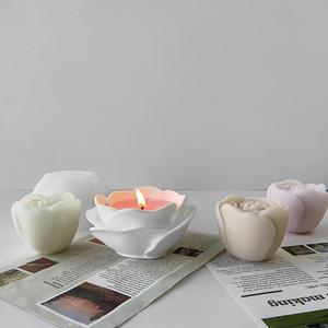 Peony Flower <b>Candle</b> Aromatherapy <b>Candle</b> Cup Candlestick Gypsum Cement <b>Candle</b> Silicone <b>Mold</b> - Product Image 4