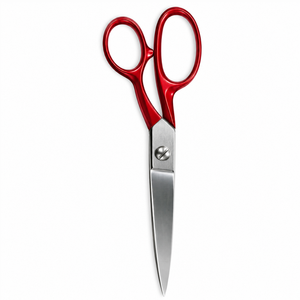 Ciseaux de tailleur multi-usages rouges en acier inoxydable à bord lisse, manche en acier inoxydable, outil de coupe non pliable de qualité DIY - Product Image 3