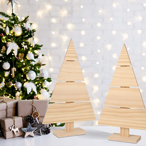 Arbres de Noël artisanaux de luxe en forme d'arbre, non finis, pour l'extérieur, avec lumières LED DIY, arbre de Noël en bois sur pied - Product Image 2