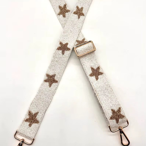 Sangle de sac à perles transparente pour sac de stade, or et blanc, ajustable, pour sac bandoulière, faite à la main - Product Image 1