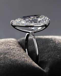 Anillo de Compromiso Clásico de Seis Puntas con Diamantes para Mujer, Plata de Ley 925, Corte Pera de 11x16 mm, Anillo de Boda con Moissanita VVS - Product Image 6