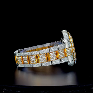 นาฬิกาอัตโนมัติแบบสองสีทองประดับเพชรโมอิสซาไนต์ VVS1 เต็มหน้าปัด คุณภาพพรีเมียม หรูหรา - Product Image 3