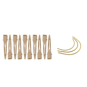 Custom Logo Professional Eco-Friendly Gold Hair Extension <b>Pliers</b> <b>Set</b> Weaving Curved Needles Sectioning Clips Accessories - Product Image 3