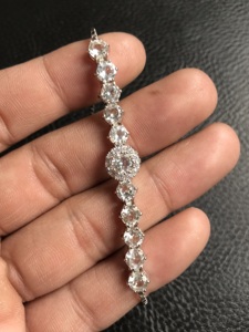 Women 925 Sterling <b>Silver</b> Round 5x6 Mm Natural White Topaz Gemstone <b>Charm</b> <b>Bracelet</b> Classic Style Everyday Fine Wear Party Gift - Product Image 1