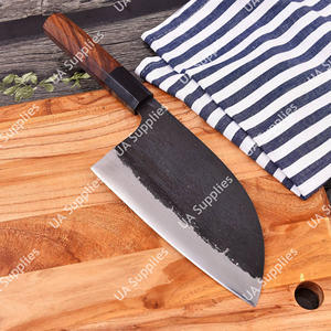 Cuchillo de carnicero serbio de acero inoxidable forjado de alta resistencia, ambidiestro, ergonómico, con mango de palisandro, para cortar carne pesada, estilo vintage. - Product Image 2