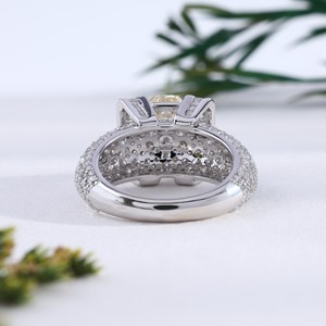 Luxury White Gold Yellow Radiant Cut Diamond Full Pave <b>Dome</b> Band Heavy Statement Cocktail <b>Ring</b> Unisex Fine Jewelry - Product Image 3