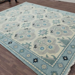 Alfombra de Lana Anudada a Mano de Lujo, Estilo Oushak, Alfombra Floral de Color Pastel, Alfombra Hecha a Mano para Sala de Estar, Diseño Vintage de Inspiración Turca - Product Image 1