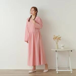Robe en lin pour femme, robe en lin biologique, robe ajustée à manches longues, robe sur mesure, vêtements en lin grande taille, robe grande taille - Product Image 1