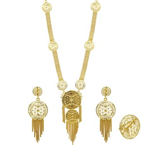 Wholesale 14K18K24K Gold Plated Bridal Turkish Design Set Middle East Gold Fashion Set Traditional Dubai Style Long Jewelry Set - Product Image 1
