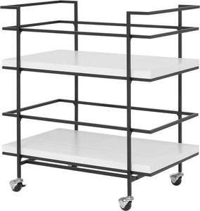Black Coated Durable Metal Hotel Trolley With 2 Tempered Glass Shelves And 4 <b>Swivel</b> Casters Durable Commercial Furniture - Product Image 3