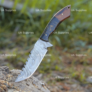Couteau de chasse à pointe fixe en acier Damas fait main de 9 pouces, manche en bois de rose, épaisseur de 0,5 mm, qualité industrielle OEM 1 - Product Image 5