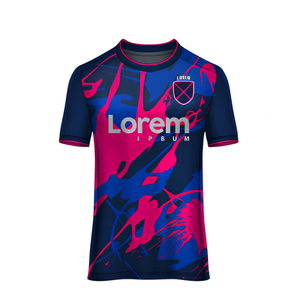 เสื้อฟุตบอลมืออาชีพ พิมพ์ลายแบบซับลิเมชั่น โพลีเอสเตอร์ 100% แห้งเร็ว คอวี แขนสั้น สำหรับผู้ใหญ่ ทั้งชายและหญิง เหมาะสำหรับการฝึกซ้อม - Product Image 3