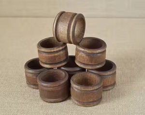 Ensemble d'anneaux de serviette en bois de qualité supérieure, accessoire de table rustique pour mariage, banquet, restaurant, hôtel, fête, décoration de table - Product Image 3