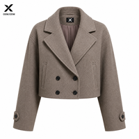 Manteau en laine classique pour femme X OEM |   Veste d'hiver en laine mélangée de qualité supérieure, double boutonnage, col amovible, fermeture à boutons |   Personnalisé