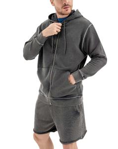 Pantalones cortos lavados con ácido de alta calidad para hombre, venta al por mayor, conjuntos cortos de lana de moda para hombre, ropa de calle de invierno, pantalones cortos con cremallera - Product Image 3