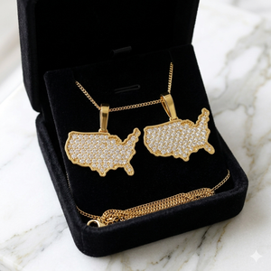 SHRAMAN DIAMOND Collier Pendentif Carte de l'État de New York en Or 10K Plaqué Or avec Diamants de Laboratoire Personnalisables et Sertis, Tendance, Unisexe - Product Image 4