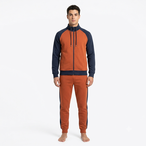 Conjunto Deportivo para Hombre con Bloques de Color, Manga Larga, Media Cremallera, Ropa Casual, Transpirable, Algodón, Estilo Otoñal, Corte Regular - Product Image 1