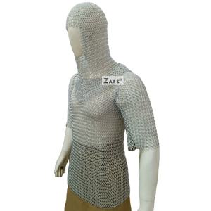 Haubert médiéval en aluminium avec capuche, mailles annelées de 10 mm, léger, pour reconstitutions historiques et costumes de cosplay - Product Image 3