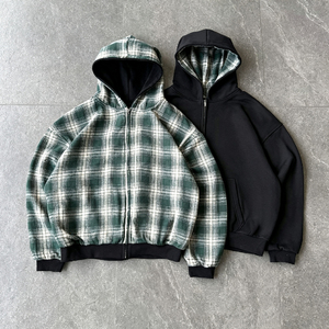 Wholesale Streetwear <b>Flannel</b> Shirt <b>Jacket</b> Long Sleeve Plaid Polyester Lined Breathable - Product Image 6