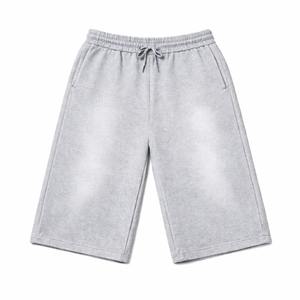 Shorts Bermuda décontractés pour hommes, couleur unie, tricotés, mi-longs, avec cordon de serrage à la taille et poches latérales, couleur violette - Product Image 6