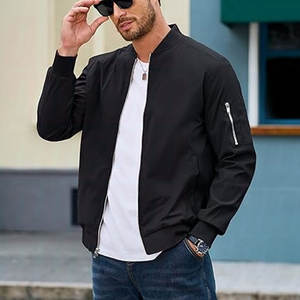 Chaqueta bomber ligera para hombre, cortavientos, informal, con cremallera, para exteriores, con cinco bolsillos funcionales, abrigo para todas las estaciones. - Product Image 2
