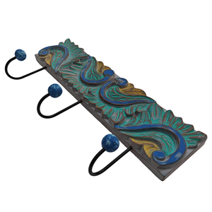 Colgador de llaves decorativo tallado en madera Smart Art Green Wash, hecho a mano, para montar en la pared, organizador de llaves, decoración de pared de madera de ingeniería. - Product Image 4