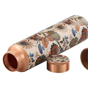 <b>Bulk</b> <b>buy</b> copper <b>bottle</b> Handmade Copper <b>Water</b> <b>Bottle</b> Floral Design Portable Thermos With Lid Travel Use - Product Image 3