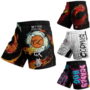 Shorts MMA pour hommes, imprimé multicolore, taille élastique, entraînement en salle de sport, kickboxing, légers, séchage rapide, colorés, arts martiaux - Product Image 4